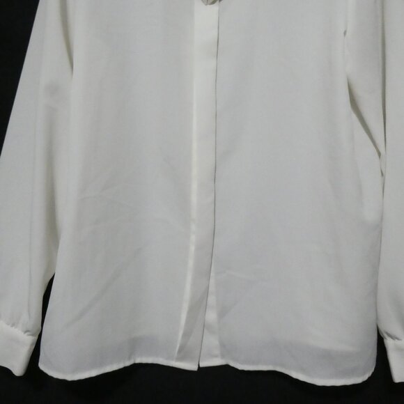 SUSAN HUTTON | size 14 | Elegant White Dress Shirt | Shoulder Pads | Polyester - Picture 7 of 14